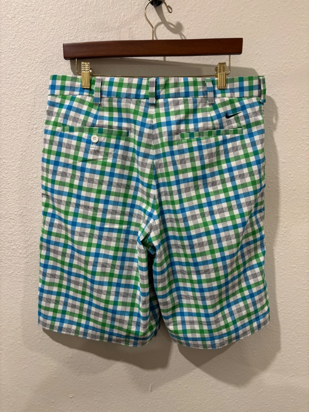 Nike Dri-Fit Chino Golf Performance Shorts Green Blue Plaid Men’s size 34 - Picture 3 of 7
